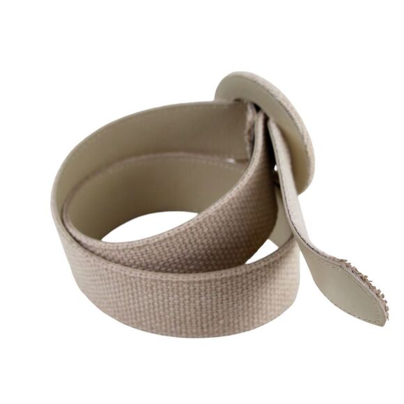 CLASSIC BEIGE CANVAS POLYESTER 1 5/8"Wd DRESS CASUAL WOMEN'S BELT Size S (t61 - Picture 4 of 12